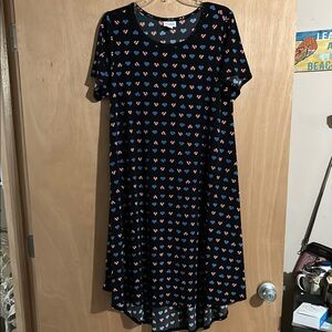 LuLaRoe Blue and White Asymmetrical High-Low Dress